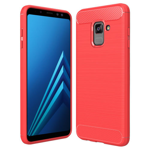 Flexi Slim Carbon Fibre Case for Samsung Galaxy A8 (2018) - Brushed Red